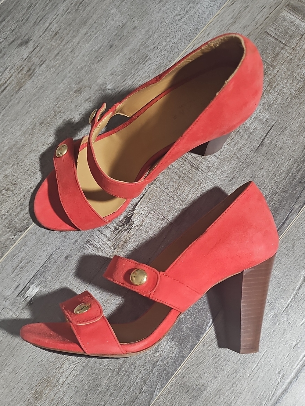 Sezane High Camille Women’s Red Suede Heels Size 37 (US 6.5) BNWOT Never Worn